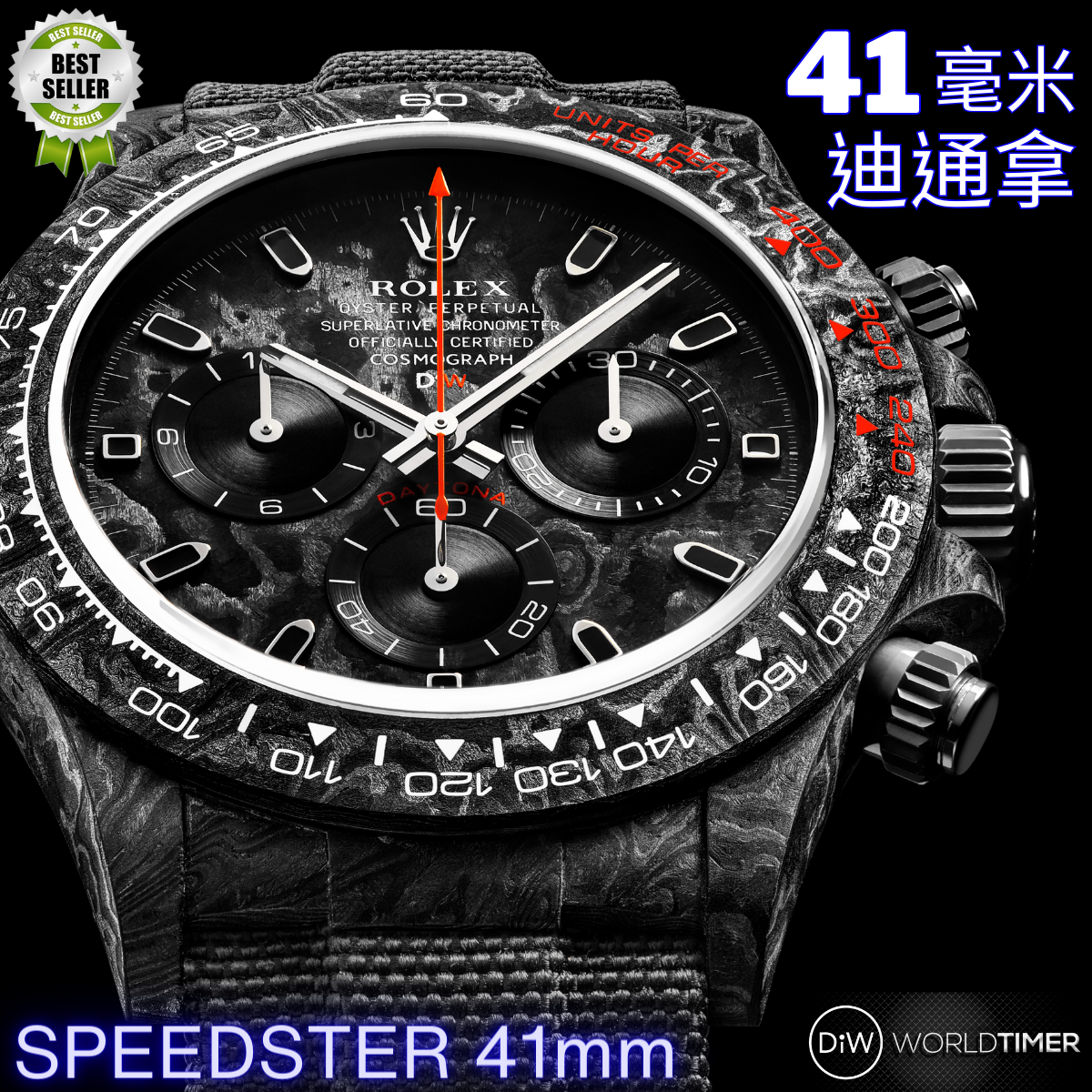 Buy DiW Daytona Rolex 41mm Watch SPEEDSTER 41mm Online WORLDTIMER