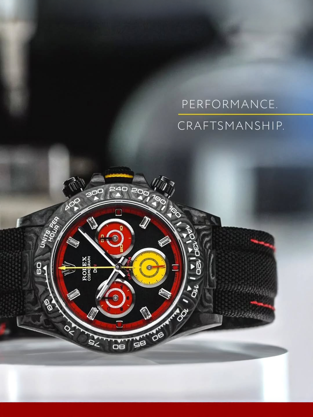 F1 Racing Inspired DiW Rolex Carbon Daytona 獨一無二 F1靈感 勞力士DiW 碳纖維地通拿 | WORLDTIMER