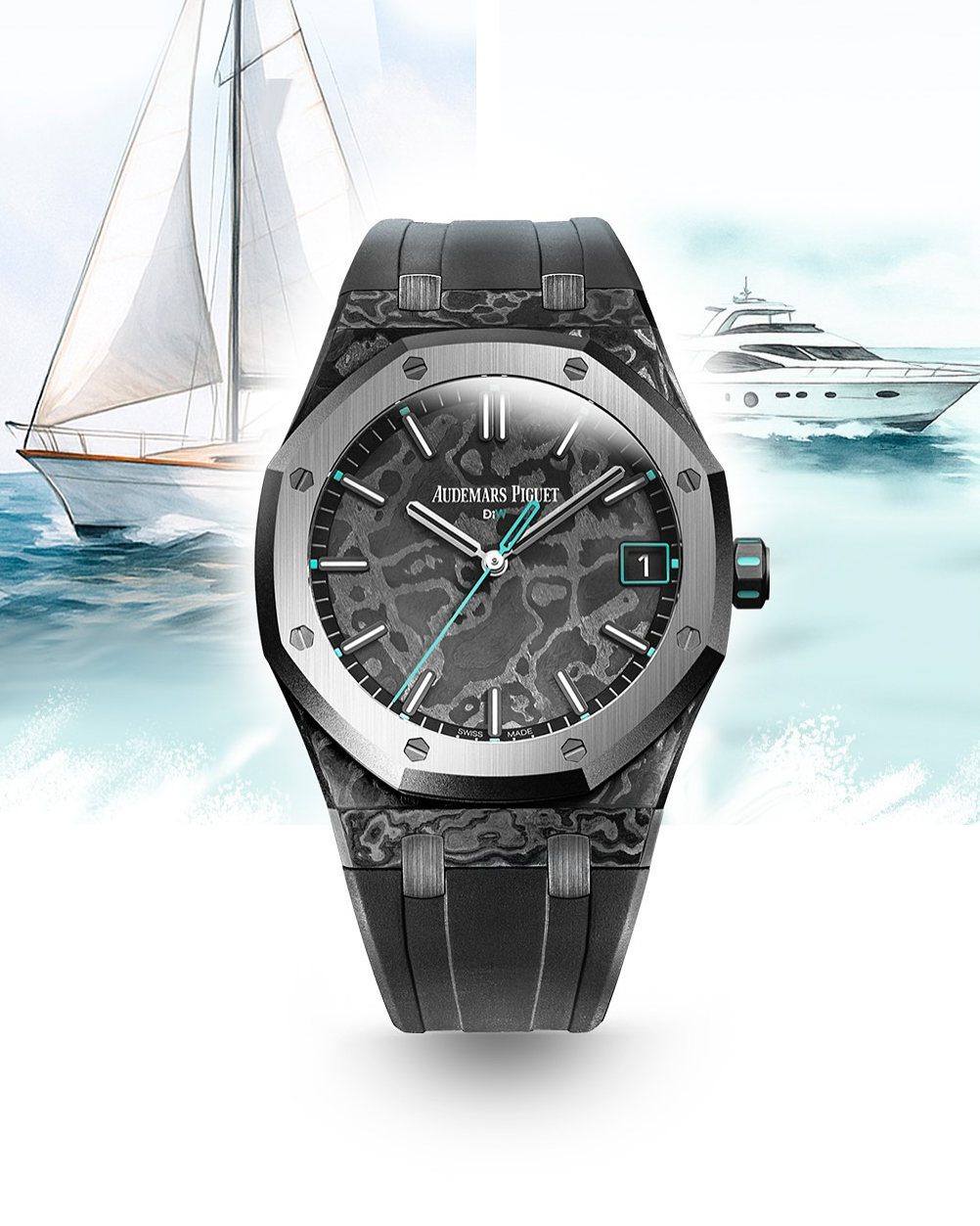 NTPT Carbon Royal Oak 15500ST DiW VOIDLINE AQUA 愛彼 皇家橡樹 15500ST | WORLDTIMER