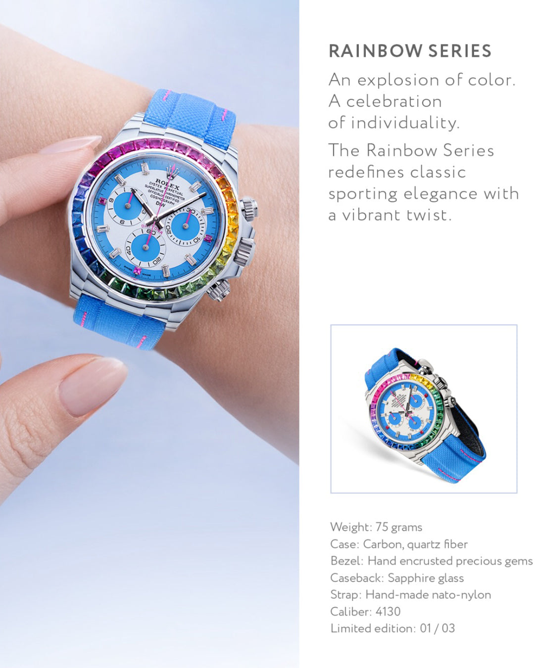 Rolex DiW Daytona RAINBOW S CarboQuartz 全球限量3支勞力士 彩虹迪 | WORLDTIMER