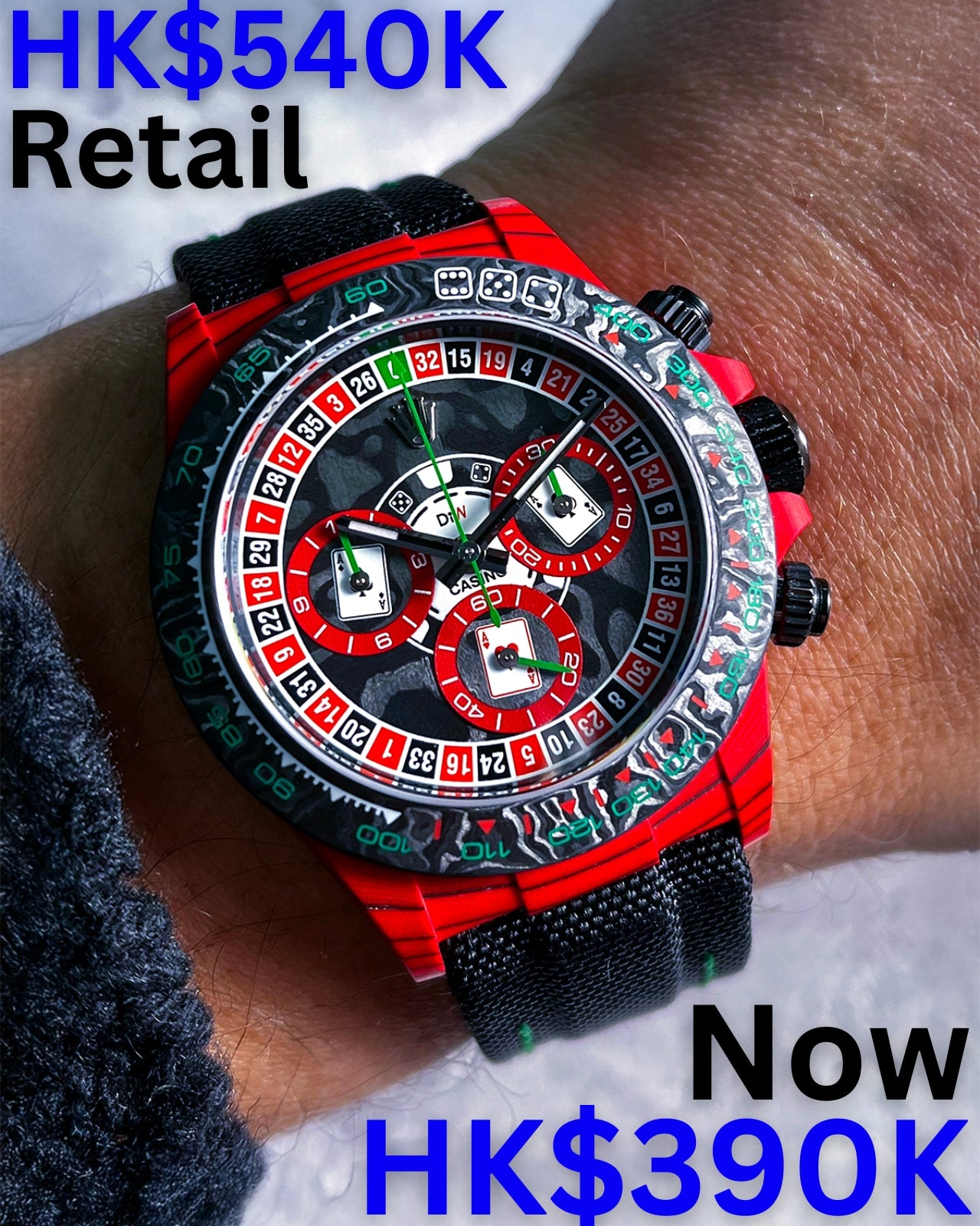 LOWEST PRICE GUARANTEED Rolex DiW Daytona LUCKY PLAYER 3 最低價保證 勞力士DiW 石英纖維地通拿 | WORLDTIMER