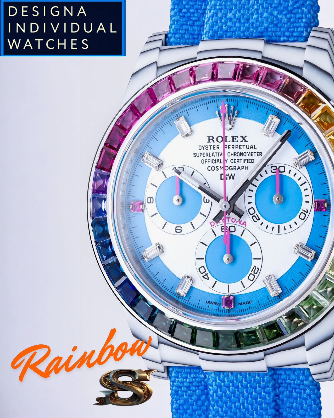 DiW Rolex Daytona RAINBOW S CarboQuartz 全球限量3支 石英纖維勞力士 彩虹迪 | WORLDTIMER