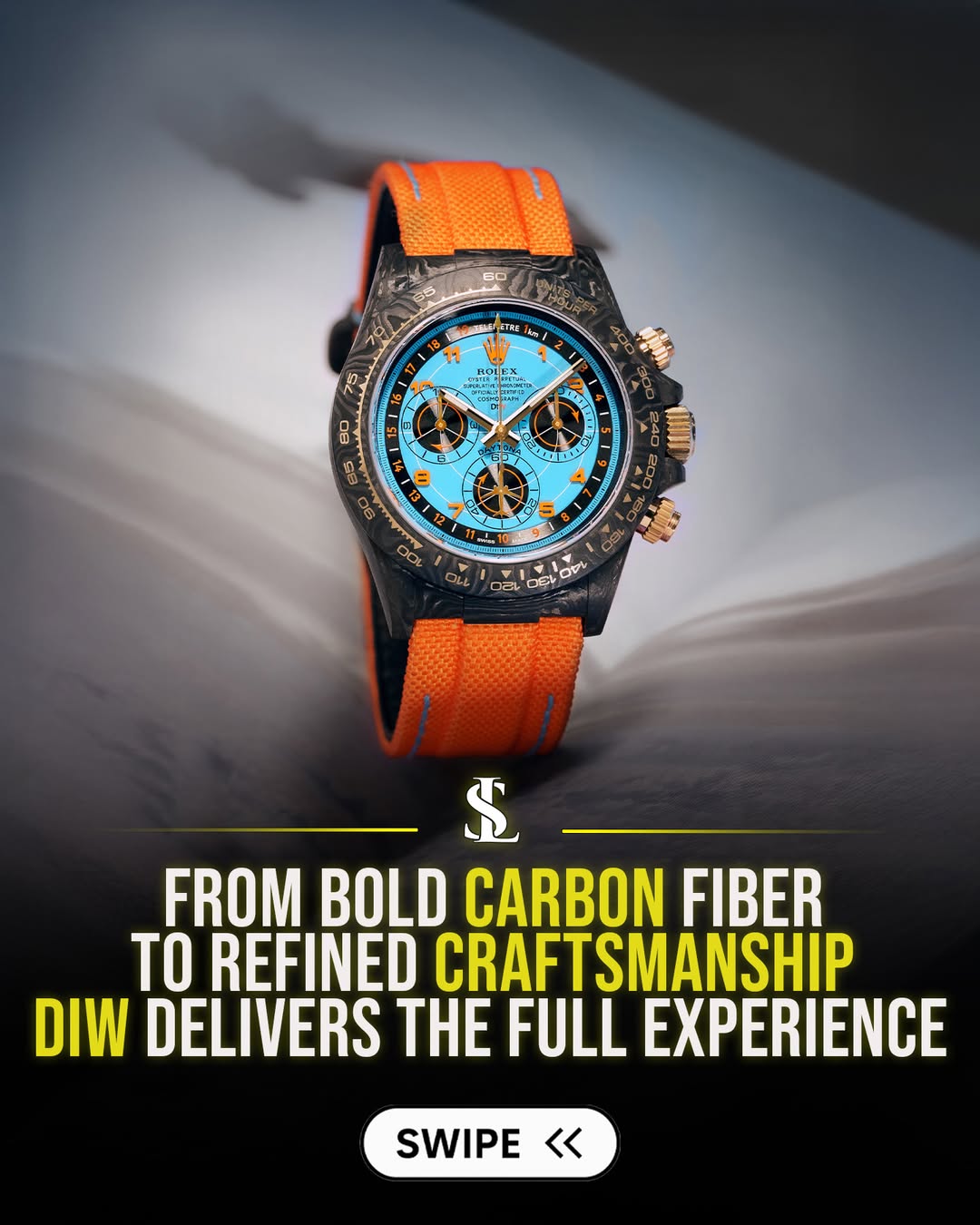 Carbon Rolex DiW Daytona AVIA AZURE BLUE 碳纖勞力士 地通拿 | WORLDTIMER