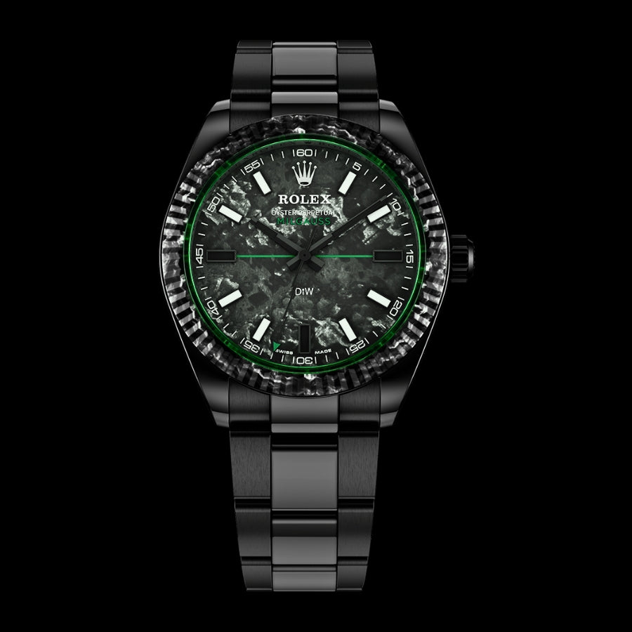 Rolex DiW Milgauss AVIATOR 116400GV Green Gaussian Watch | WORLDTIMER