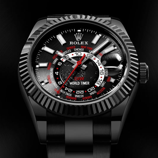 "BLACK DLC RED" DiW Rolex Sky Dweller 326934 | WORLDTIMER