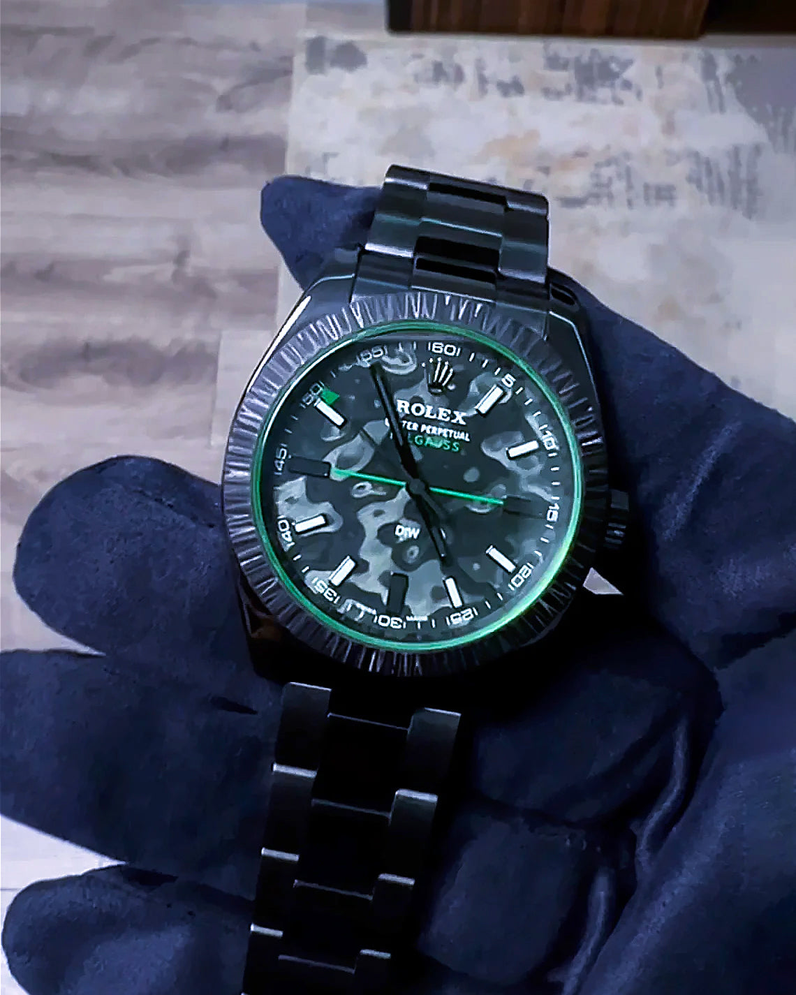 Rolex DiW Milgauss AVIATOR Green Gaussian Watch | WORLDTIMER
